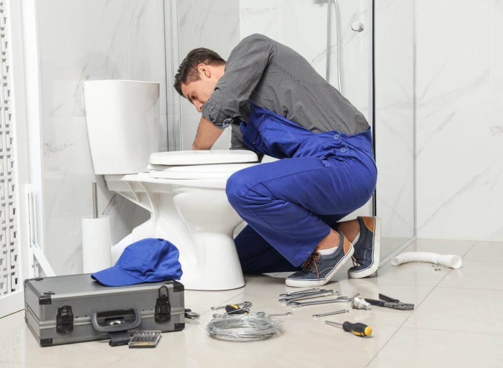 image of a person repairing a toilet college station tx